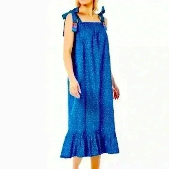 Addison Bay Bluff Cobalt Blue Tie Shoulder Maxi Dress Size Large MSRP $148 - Picture 1 of 6